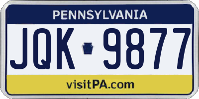 PA license plate JQK9877