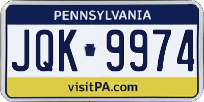 PA license plate JQK9974