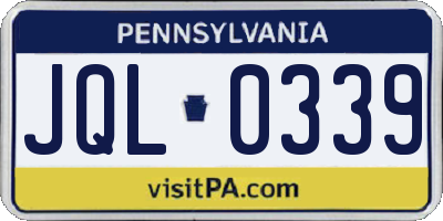 PA license plate JQL0339