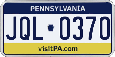 PA license plate JQL0370