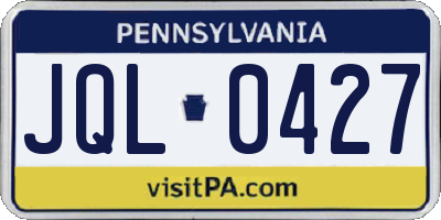 PA license plate JQL0427
