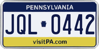 PA license plate JQL0442