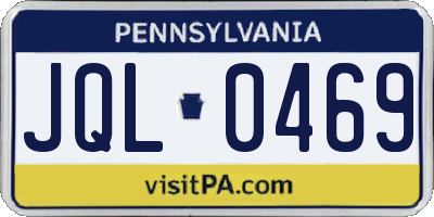 PA license plate JQL0469