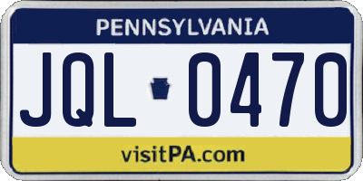 PA license plate JQL0470