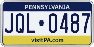 PA license plate JQL0487