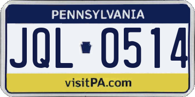 PA license plate JQL0514