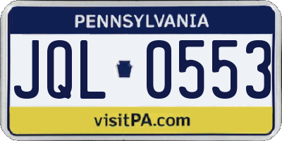 PA license plate JQL0553