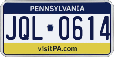 PA license plate JQL0614