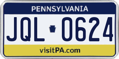 PA license plate JQL0624