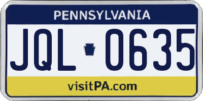 PA license plate JQL0635