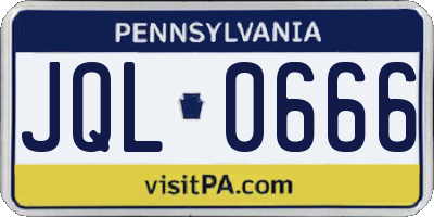 PA license plate JQL0666