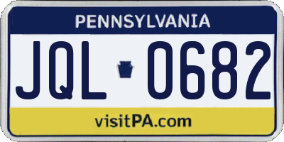 PA license plate JQL0682