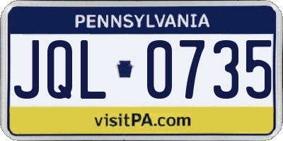 PA license plate JQL0735