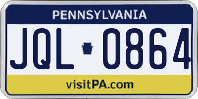 PA license plate JQL0864