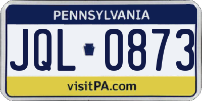 PA license plate JQL0873
