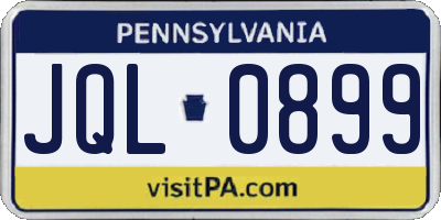 PA license plate JQL0899