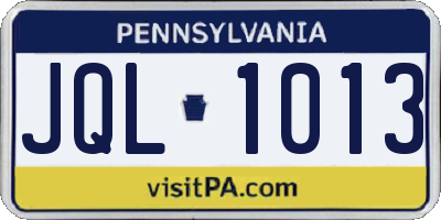 PA license plate JQL1013