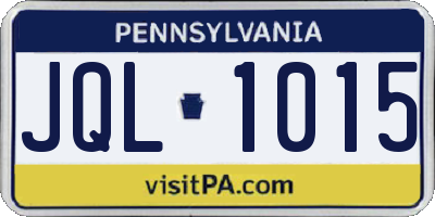PA license plate JQL1015