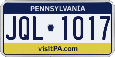 PA license plate JQL1017