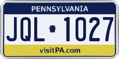 PA license plate JQL1027