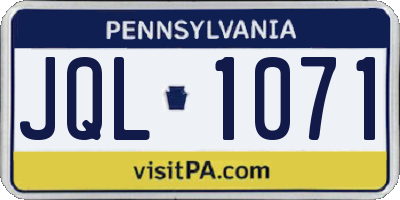 PA license plate JQL1071