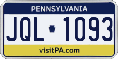 PA license plate JQL1093