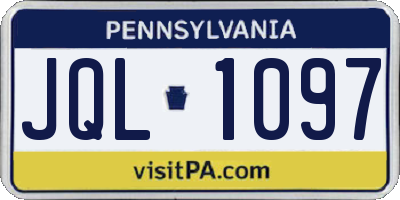 PA license plate JQL1097