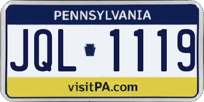 PA license plate JQL1119
