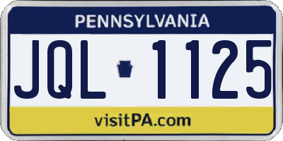 PA license plate JQL1125