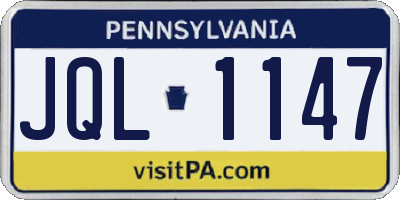 PA license plate JQL1147