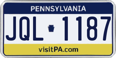 PA license plate JQL1187