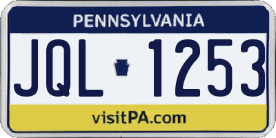 PA license plate JQL1253