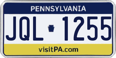 PA license plate JQL1255
