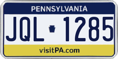 PA license plate JQL1285