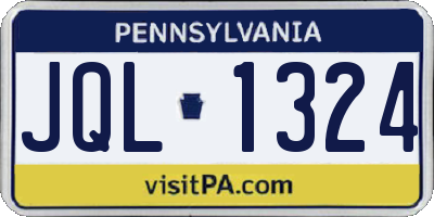 PA license plate JQL1324