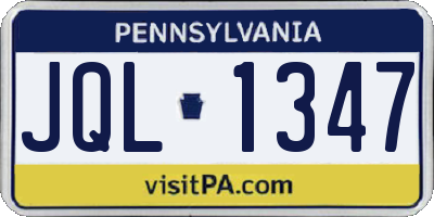 PA license plate JQL1347