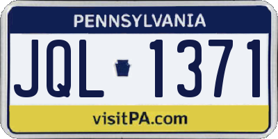 PA license plate JQL1371