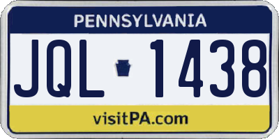 PA license plate JQL1438