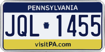 PA license plate JQL1455