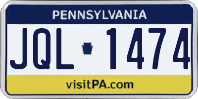 PA license plate JQL1474