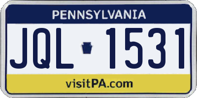 PA license plate JQL1531