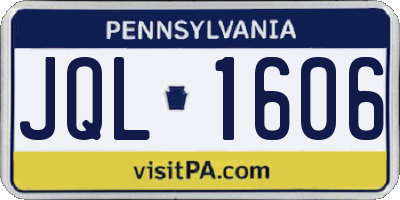 PA license plate JQL1606