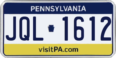 PA license plate JQL1612