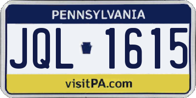 PA license plate JQL1615