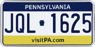 PA license plate JQL1625