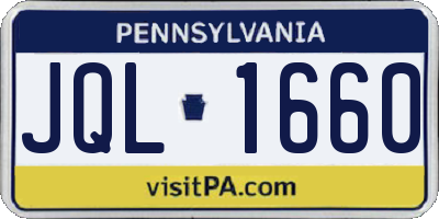 PA license plate JQL1660