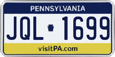 PA license plate JQL1699