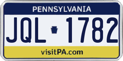PA license plate JQL1782