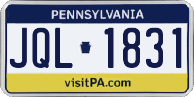 PA license plate JQL1831