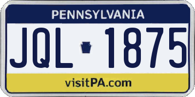 PA license plate JQL1875